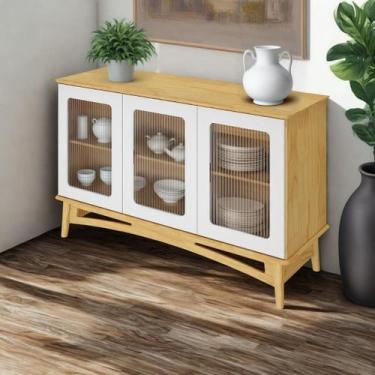 Imagem de Balcão Buffet com 3 Portas de Vidro Canelado e 1 gaveta Interna - Gara