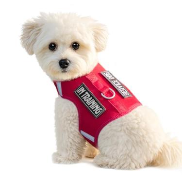 Imagem de Sunraymascota Peitoral para cachorros – Colete refletivo ajustável de malha macia fácil de colocar para cães pequenos com 2 adesivos (vermelho bordô, M)