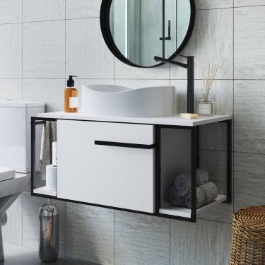 Imagem de Gabinete Banheiro Sem Cuba Armário Lavabo Porta Toalha