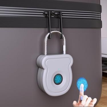 Imagem de Bstsilver Cadeado de impressão digital 20 usuários com chave USB para armário de academia, trava biométrica para bagagem, mochila, caixa de armas, mala, trava de cabo inteligente para escola