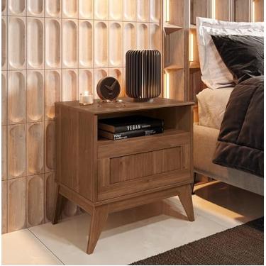 Imagem de Mesa de Cabeceira Siena tampo e pés em Mdf com 1 Gaveta - ViaNossa