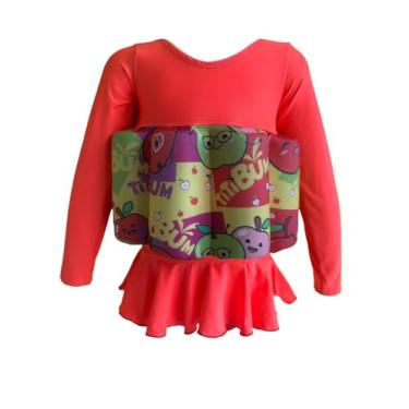 Imagem de BOIA INFANTIL TITIBUM - ROUPA FLUTUANTE MANGA LONGA MENINA (MAÇA/LARANJA NEON, G)