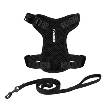 Imagem de Peitoral para gatos Voyager Step-in Lock ajustável com conjunto de coleira para gatos com alça de neoprene de 1,5 m - suporta gatos de raças pequenas, médias e grandes da Best Pet Supplies - preto,