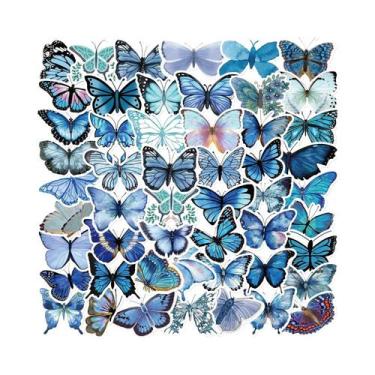Imagem de Adesivos De Desenho Animado De Borboleta Azul Retrô, 50 Unidades, Vini
