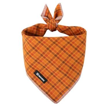 Imagem de MACA Bates Bandana Xadrez Abóbora Cão Gingham Laranja Triângulo para Meninas Grandes BoyDogs Lenço Lenço Algodão Macio Bonito Ajustável Filhote Bandanas Presente para Homens e Mulheres Animais de