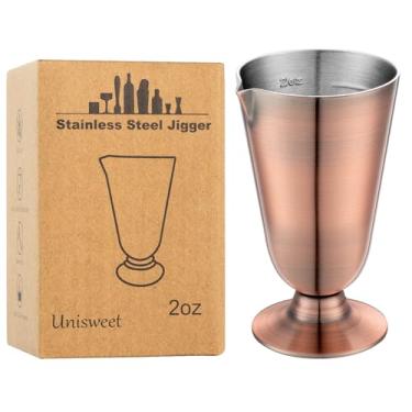 Imagem de UNISWEET Jigger de coquetel premium de 59 g, materiais de aço inoxidável com 7 escalas de medição dentro, máquina de medição de vinho profissional para coquetéis e licores, bom para bartenders e uso