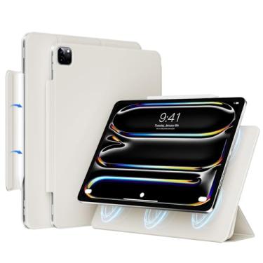 Imagem de GKABXY Nova capa magnética para iPad Pro 13 polegadas M4 2024, capa fina com três dobras, suporta Pencil Pro e Pencil (USB-C), despertar/hibernar automaticamente, couro PU antiderrapante e resistente