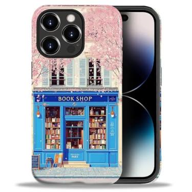 Imagem de DAIZAG Capa para iPhone 14 Pro, charmosa livraria azul rosa design de corpo inteiro híbrido proteção dupla TPU macio PC rígido à prova de choque resistente a arranhões capa de telefone para homens e
