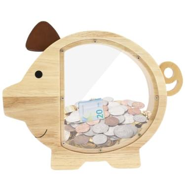 Imagem de Cofrinho infantil cofrinho de madeira para crianças, fofo e reutilizável, cofrinho para meninos e meninas, resistente para crianças, presente de aniversário