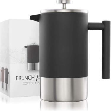 Imagem de Pote De Mocha Italiano, 8 Xícaras (1000ml) Panela De Café Expresso Para Casa, Grau De Segurança Alimentar 304 Aço Inoxidável Grosso, Sem Cheiro, Black