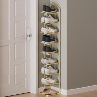 Imagem de Cabideiro Para Entrada, Sapateira Com Prateleira, Sapateira Para Entrada, Sapateira Estreita, Organizador De Sapateira De Canto Para Armário, Porta, Garagem, Sala De Estar, Svart, 9 Tiers