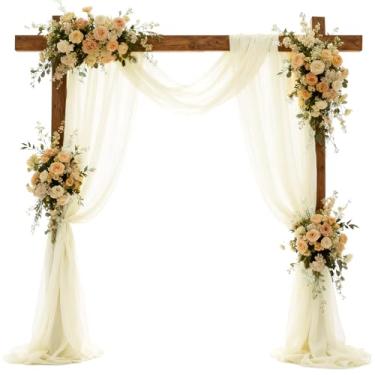 Imagem de Jevix Tecido drapeado para arco de casamento 73,7 cm x 45,7 m cortina de chiffon transparente amarelo claro para decoração de cerimônia de festa de aniversário de casamento (1 painel, 73,7 cm x 18 pés