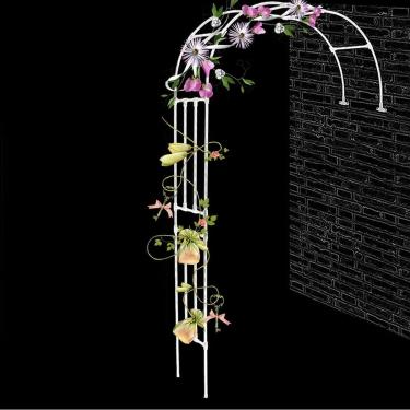 Imagem de Suporte De Metal Meio Arco Para Jardim Pérgola Arbor Estável 5,9 Pés 7,2 Pés 7,8 Pés 8,2 Pés 8,8 Pés 9,8 Pés W Para Plantas Trepadeiras Ao Ar Livre Vária, White, W240xH240x40cm