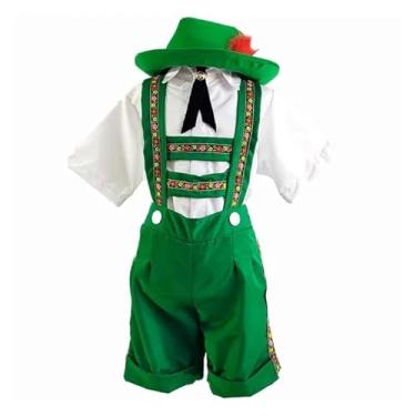 Imagem de Fantasia Alemão Infantil Tirolês de Luxo Com Chapéu (Verde, G 9-10)