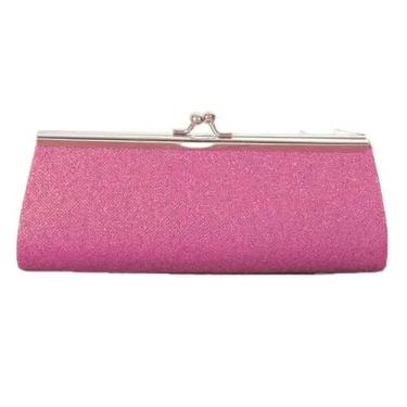 Imagem de 1 pç bolsa feminina de noite bolsa de mão brilhante glitter clutch bolsa de casamento corrente banquete de noiva bolsa de ombro, A rosa