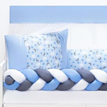 Imagem de Kit Berço Menino Protetor Americano e Nacional Lua Azul 6 peças - Rei 