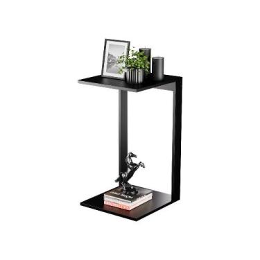 Imagem de Mesinha Lateral de Apoio Preto Sala Quarto 38x36x65cm - Mercado das Pr