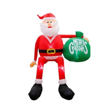 Imagem de Fenteer Enfeite de decoração inflável de Papai Noel para áreas externas, brinquedo inflável de 240 cm com bolsa de presente, LED embutido para jardim de