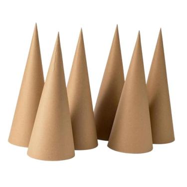 Imagem de MotiveTech 6x Cones de Papel Machê, Cones de Artesanato, Decoração de Árvore de Natal, Fundo Aberto para Chapéu de Festa, Projetos de Arte DIY, Natal, Feriado