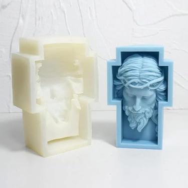 Imagem de Moldes de vela Jesus – Molde de silicone crucifixo para fabricação de velas, moldes 3D DIY para cera de soja, cera de abelha, vela perfumada, presentes de dia dos namorados (resgate)