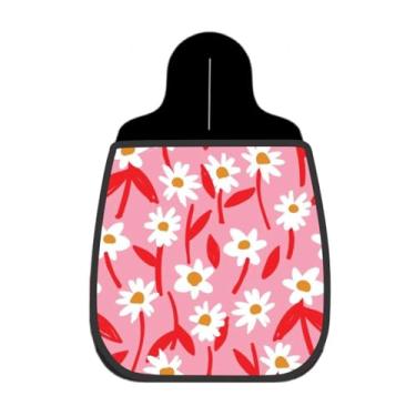 Imagem de Lixeira De Carro Organizador Lixinhocar Margaridas e Folhas Rosa Claro 1