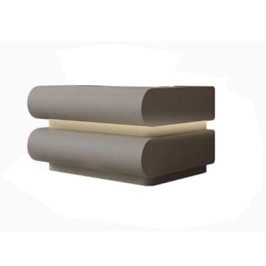 Imagem de Mesa de cabeceira cabeceira armário de cabeceira inteligente armário de armazenamento de couro moderno simples três gavetas iluminado armário de cabeceira mesa de cabeceira (cinza, pequena)