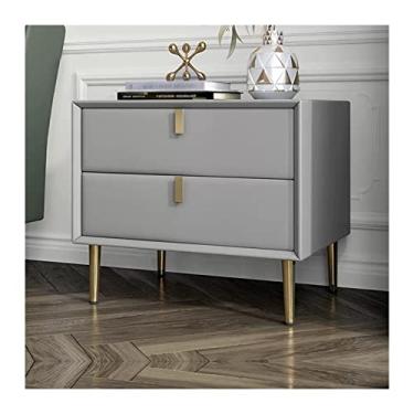 Imagem de Mesa de cabeceira moderna, mesa de cabeceira de couro sintético lateral para quarto sala de estar móveis (cinza) mesa de cabeceira (cor: cinza, tamanho: L50xD40xH48cm)