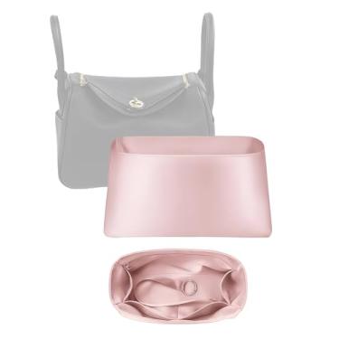 Imagem de Organizador de seda luxuoso para Lindy 19/26/30/34 – inserção leve para bolsa com bolsos, forro de cetim macio, mantém a forma da bolsa, organizador de bolsa premium e modelador de bolsa (rosa (estilo