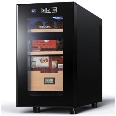 Imagem de Umidor Elétrico para Charutos 150 Unidades com Prateleiras, Higrômetro e Luz Led, 110 Volts, NEEDONE, Preto