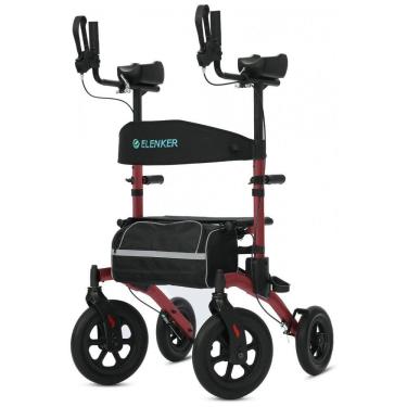 Imagem de Andador para Idosos e Adultos com Assento e Design Dobrável Compacto, até 136 Quilos, ELENKER, Vermelho