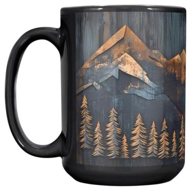Imagem de Caneca de café Mountains and Forest Trees – Uma caneca, design completo (não texturizado) – Presente ao ar livre para amantes da natureza, caminhantes, campistas e decoração rústica de cabine – Copo