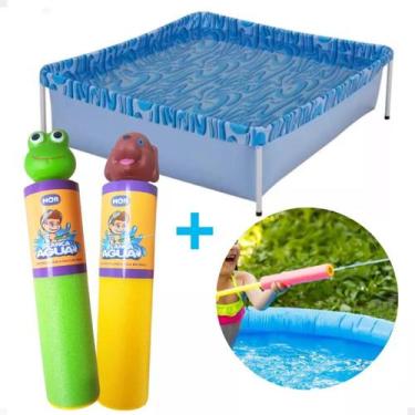 Imagem de Piscina Infantil 400 Litros Mor + 2 Lança Agua Bichinhos, Verde amarel