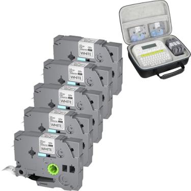 Imagem de Brother P-Touch PTD220/D210 capa + pacote com 5 fitas TZE-231 | Combo de caixa de armazenamento à prova de choque e refil para etiquetadora