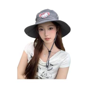 Imagem de Chapéu De Pescador Hello Kitty Ajustável Com Aba Larga Para Verão, Cha