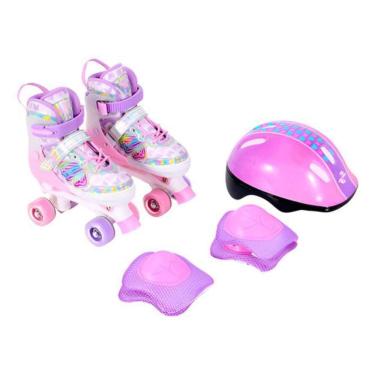 Imagem de Patins Quad Ajustável Borboleta Com Kit De Proteção 34 Ao 37