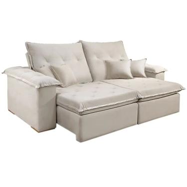 Imagem de Sofá Realeza 4 Lugares Retrátil e Reclinável 250cm Tecido Veludo JC Estofados Cor Bege