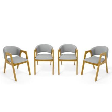 Imagem de Kit Com 4 Cadeiras Agatha Madeira Maciça Estofada Para Mesa De jantar 