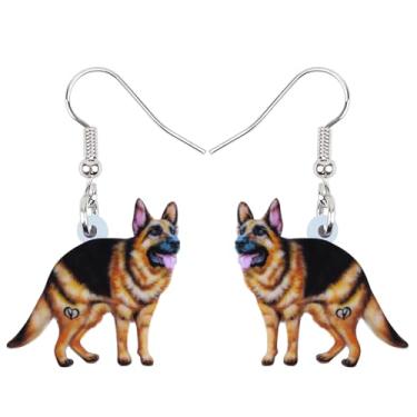 Imagem de Brincos de pastor alemão marrom acrílico pingente de desenho animado filhote de estimação joias para mulheres amantes de cães presentes pingentes, Medium, Acrílico, Sem pedra preciosa
