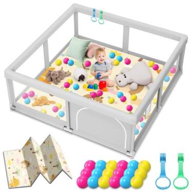 Imagem de Cercadinho para bebês Jaobeem 127x127 cm com malha macia