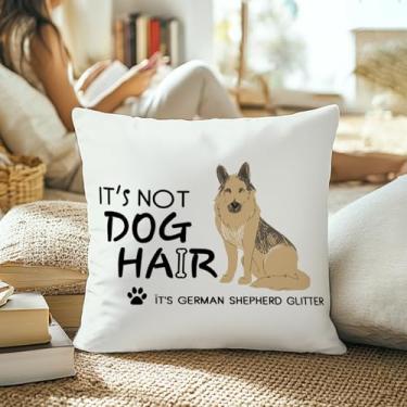 Imagem de Capas de almofada para presente de pastor alemão 45,7 x 45,7 cm, It's Not Dog Hair It's German Shepherd Glitter Funny Dog Throw Pillow Covers para decoração de casa, quarto, sala de estar