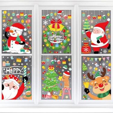 Imagem de Adesivos de janela de Natal, boneco de neve e rena adesivos estáticos para decoração de casa, decorações de Natal para janelas de vidro, portas, escritório, decoração de loja (2 peças)