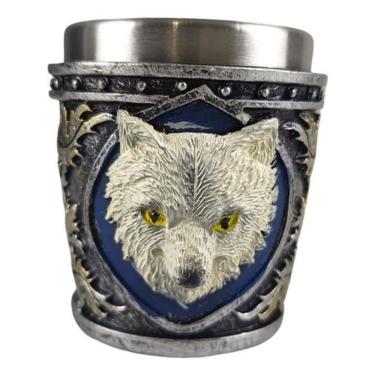 Imagem de Copo Shot Dosador Lobo Branco 3D Game Of Thrones Inox 30Ml