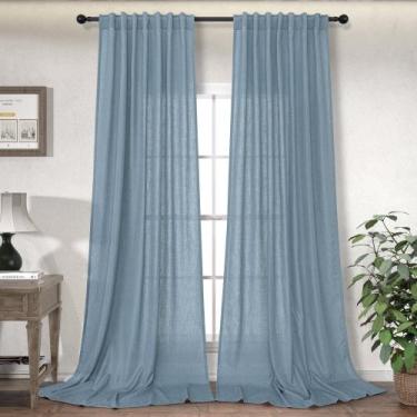 Imagem de Cortinas DANCURTON 132x244 cm: azul, cinza, linho, transparente, 2 pai
