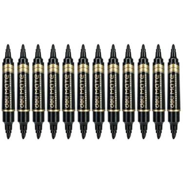 Imagem de Marcador Permanente Ponta Chanfrada Duas Pontas Preto 10unid