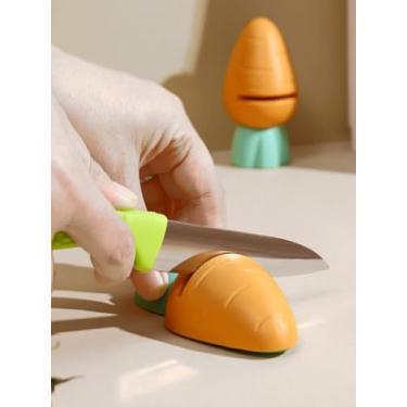 Imagem de 1 mini pedra de amolar de afiador de facas com furos de moagem - perfeita para afiar facas - comprimento de 9,7 cm em forma de cenoura