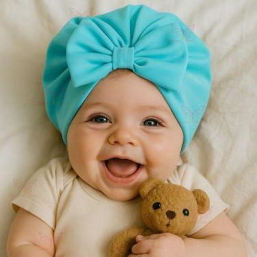 Imagem de Touca Gorro Turbante Com Laço Infantil Bebê Menina Recém Nascida a 06 