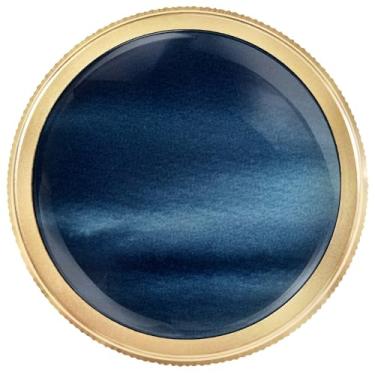 Imagem de Artinhand Pacote com 4 maçanetas de armário de cozinha azul marinho maçanetas redondas de alumínio dourado serrilhadas com furo único puxadores puxadores de porta de armário de ferragens