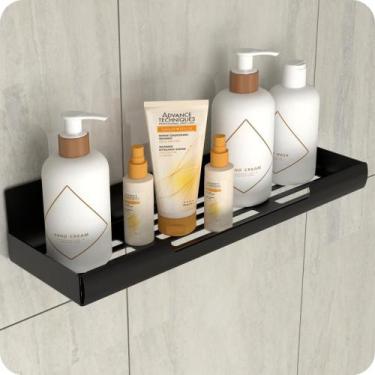 Imagem de Porta Shampoo Com Adesivo Suporte Banheiro Preto ELG - HomeFull