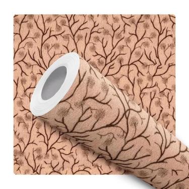 Imagem de Papel De Parede Adesivo Lavável Galhos Secos Marrom Fundo Bege Quarto 