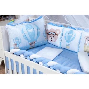 Imagem de Kit Berço Americano Menina e Menino Almofadinhas 12 Peças Com Mosquite